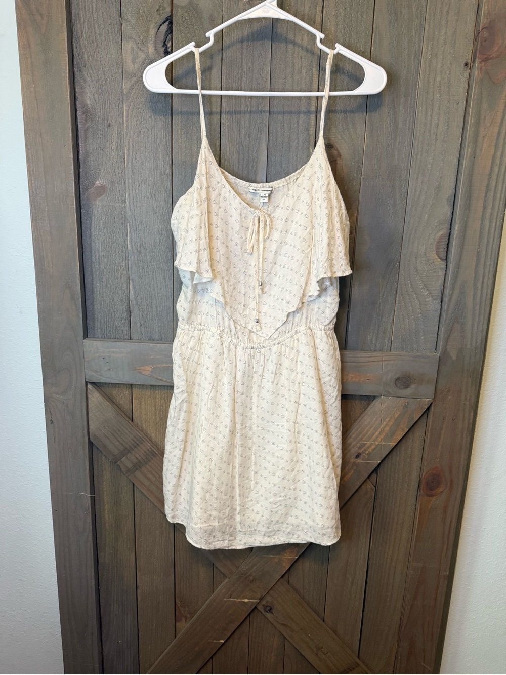 American Eagle Outfitters Cream Mini Dress with Subtle Print